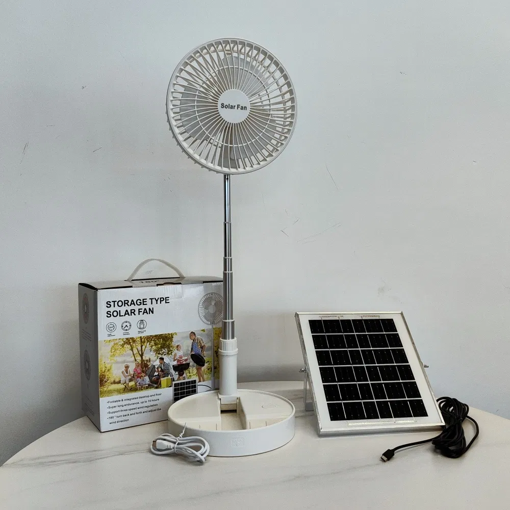 Best Rechargeable Fan in Nigeria 8 Inch White 12V AC DC Rechargeable Solar Table Fan Solar Powered Outdoor Fan
