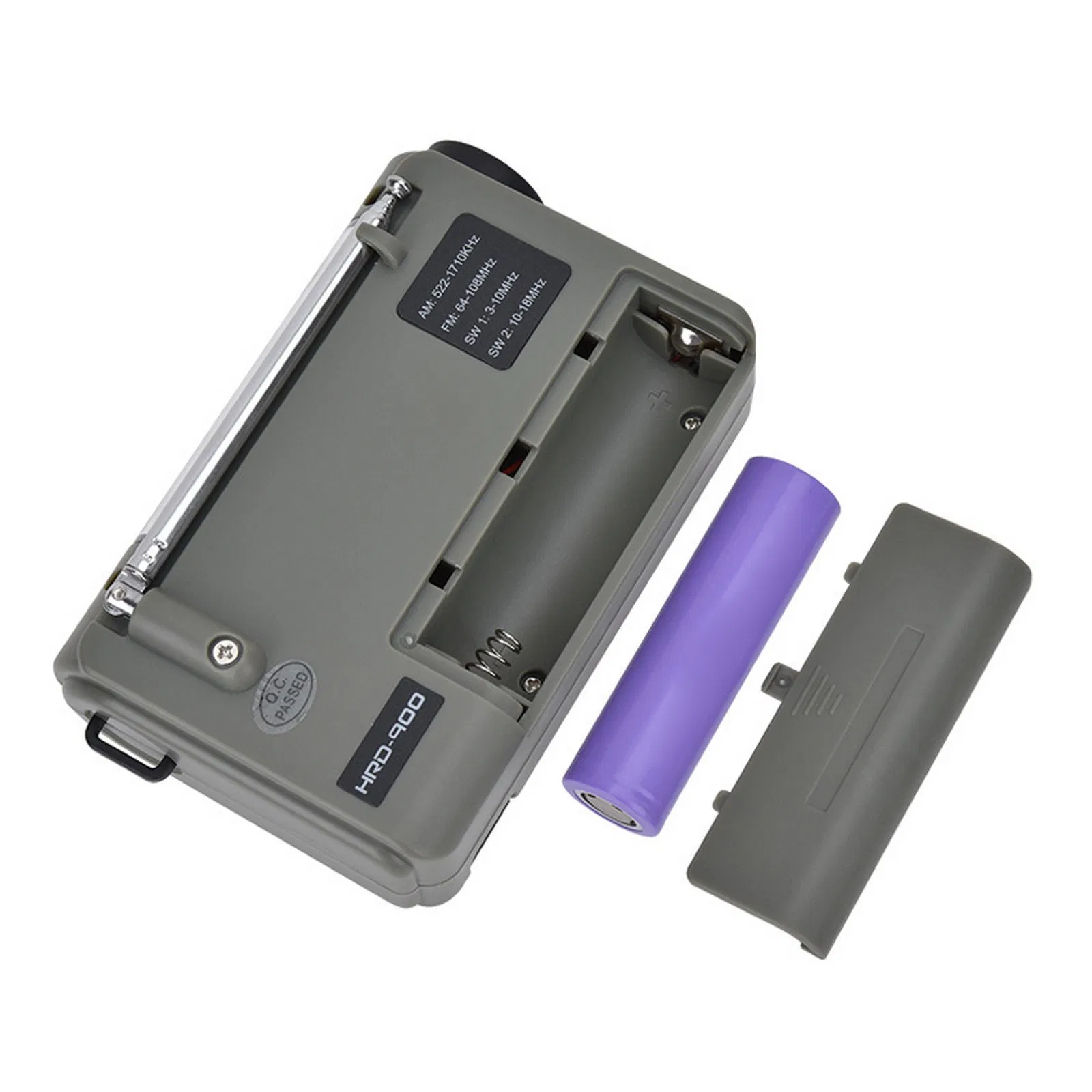 Hanrongda Outdoor Emergency Radio Light Portable Am FM Sw Radio with LED Flashlight 2000mAh Battery Sos Alarm Solar Powered Hand Crank Radio - Dark Green