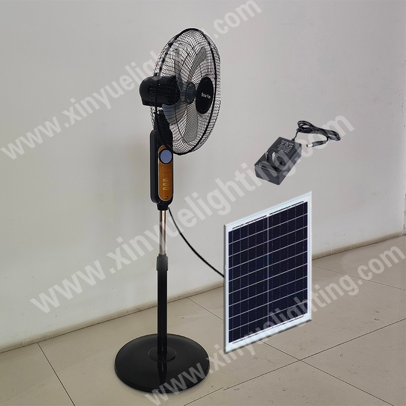Fs-218 16-Inch Factory Direct Solar Fan - Solar-Powered Fan for Outdoor Camping, Wall-Mounted Fan Lamp, Convenient Charging, Floor-Standing Fan