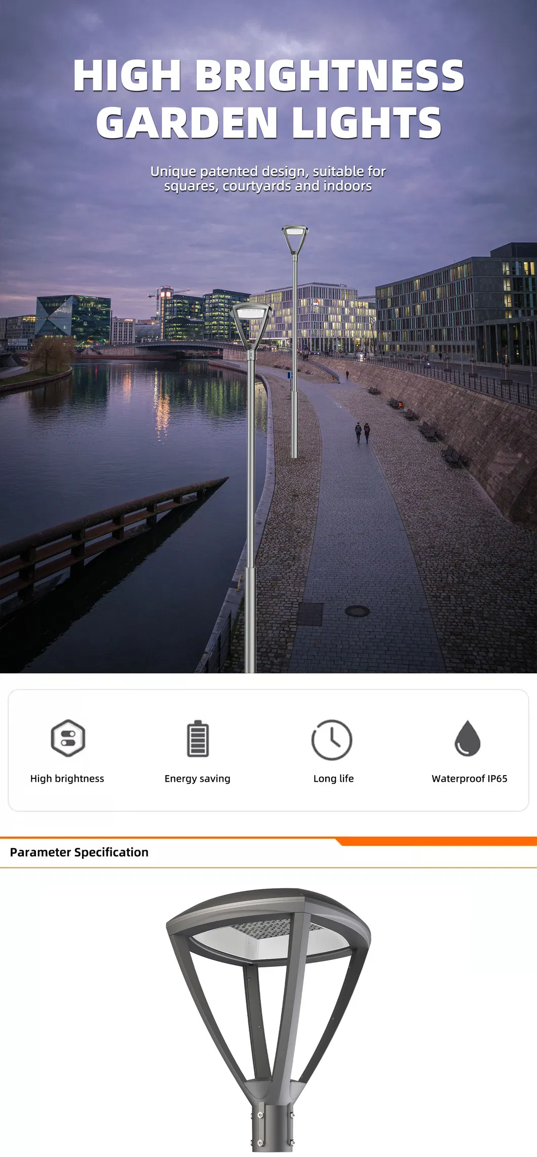 Outdoor Solar Powered Garden Light Dimensions