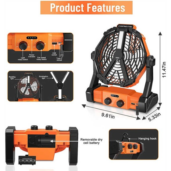 16/18 Inch Rechargeable Solar Floor Fan with Panel - High Quality Powered Fan for Indoor &amp; Outdoor Use