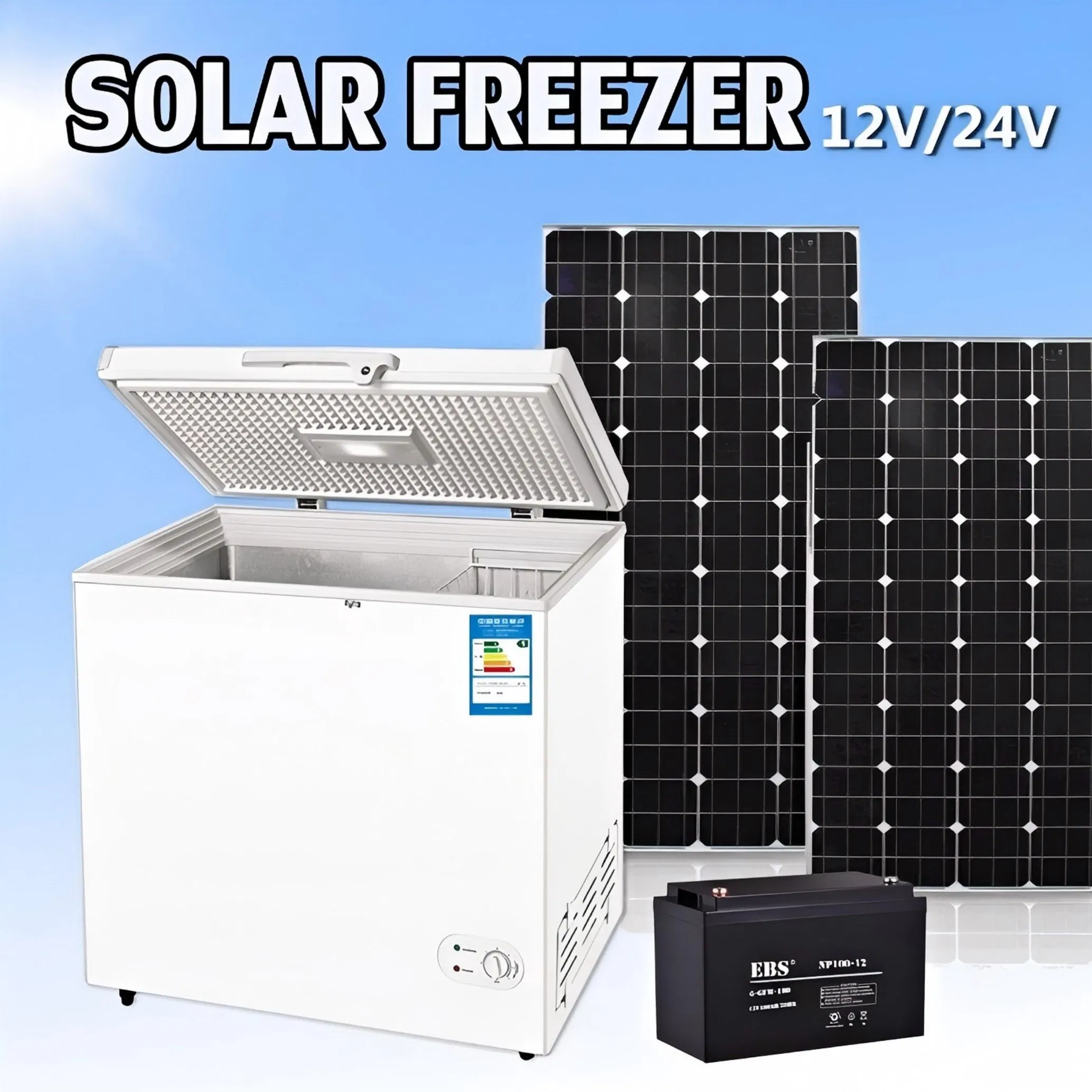 CE, Solar-Powered 12V/24V DC, Bd/Bc 158 L Freezer, Lowest Cooling -25 Degrees, Used in Motor House, Car, Home. Outdoors, Boat