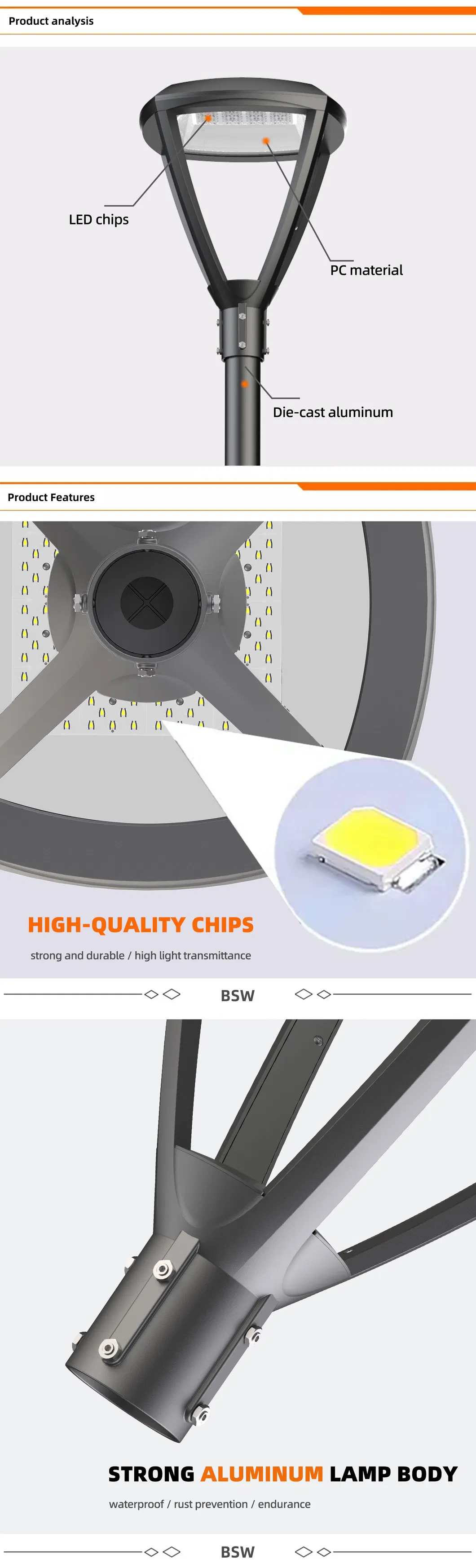 Outdoor Solar Powered Garden Light Specs