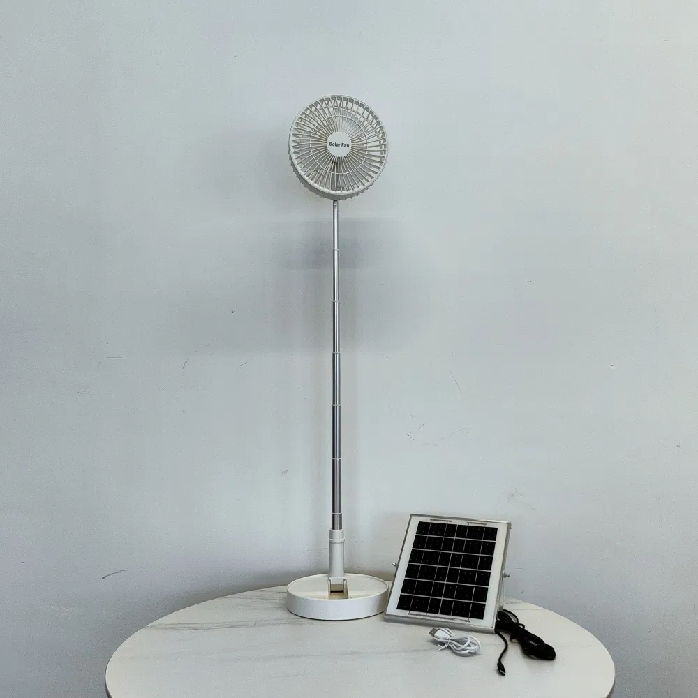 Best Rechargeable Fan in Nigeria 8 Inch White 12V AC DC Rechargeable Solar Table Fan Solar Powered Outdoor Fan