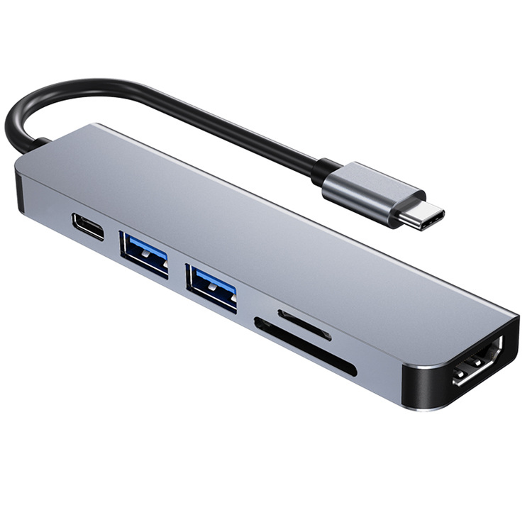 New USB C 4K Combo Multi 6 in 1 USB 3.0 Port Charging Type C Hub Box Status Mobile Devices Desk Computer