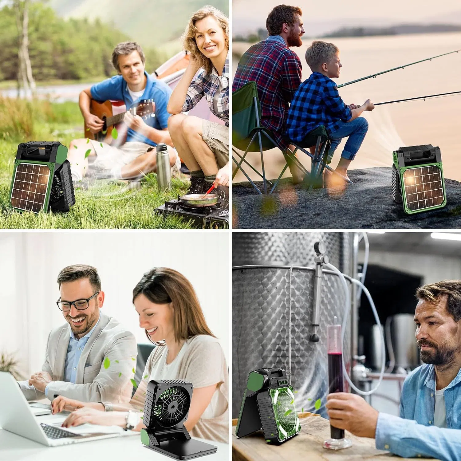 New Solar Powered Fan, USB Rechargeable Camping Fan Light, Outdoor Convenient Multifunctional Desktop Fan