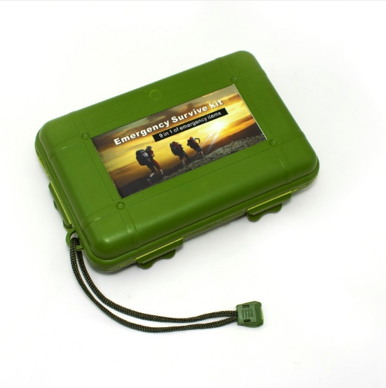 Ori-Power Green Emergency Survive Kit, 9-in-1 Outdoor Survivalfor Hiking &amp; Adventure