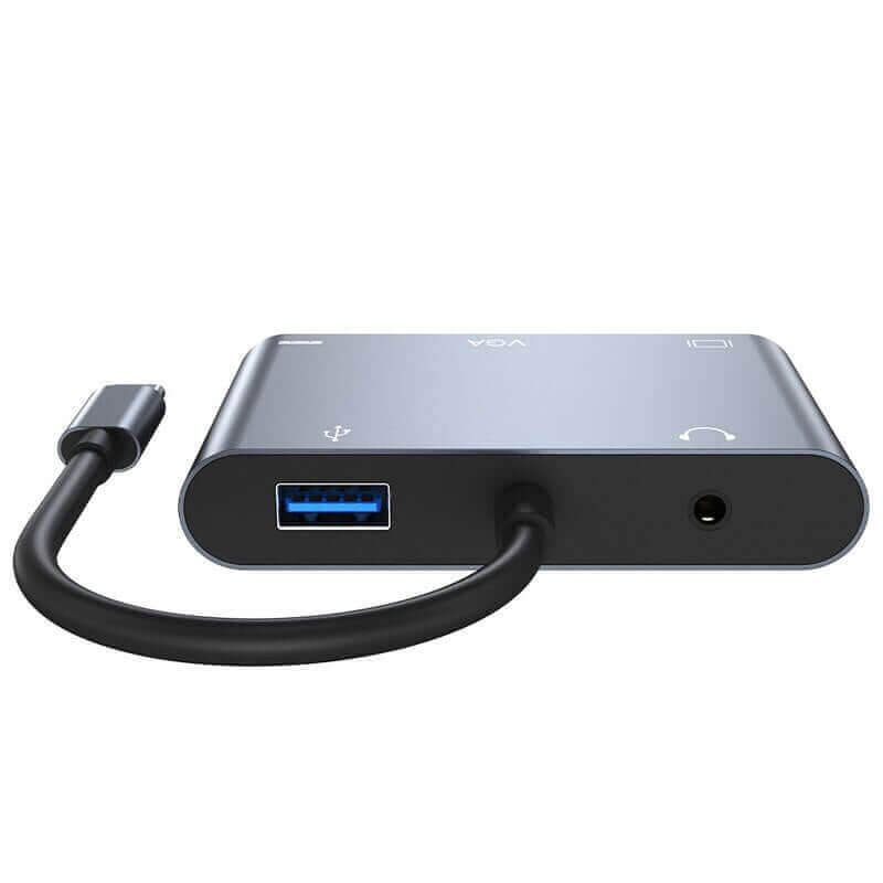 5-in-1 Type-C Docking Station for Dual Monitors: 4K HDMI/VGA, 100W Charging, 5gbps