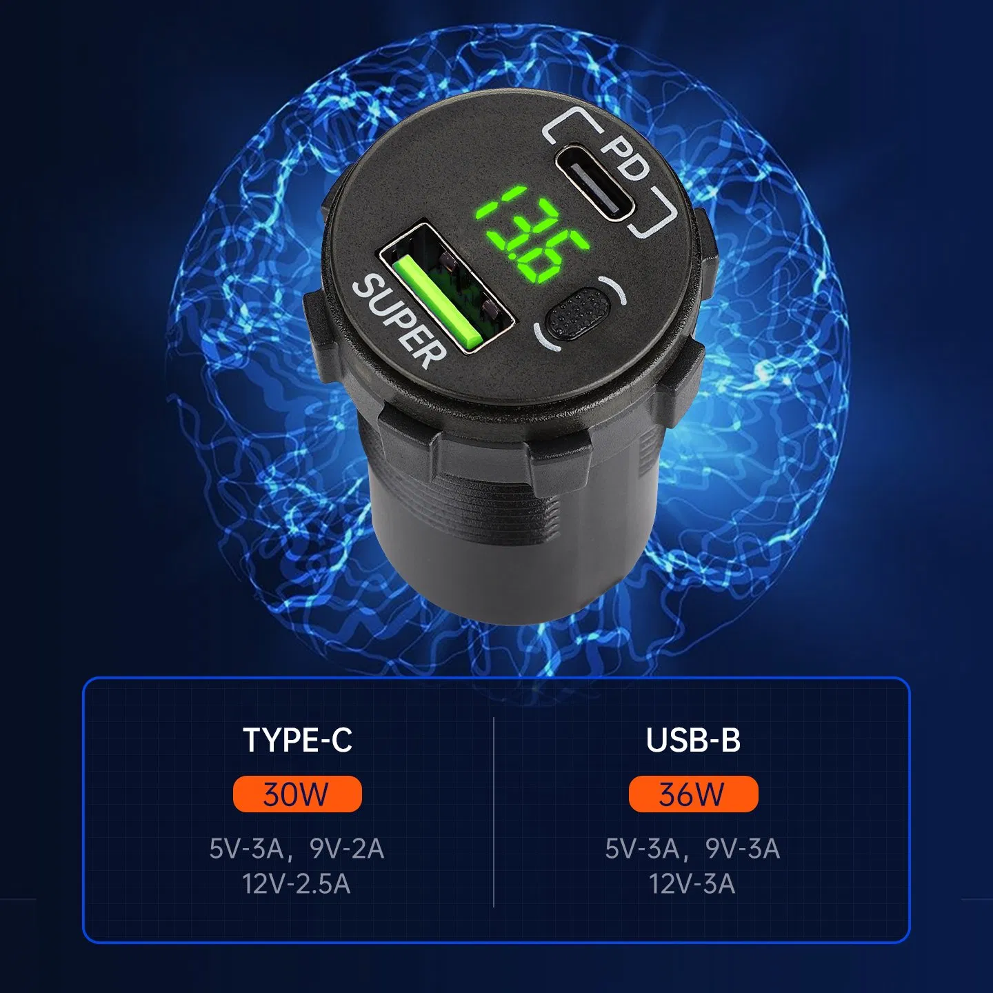 Reliable Round Two Port High Output Charging Hub for Vehicle Installations with Optional OEM Features USB Adapter Car