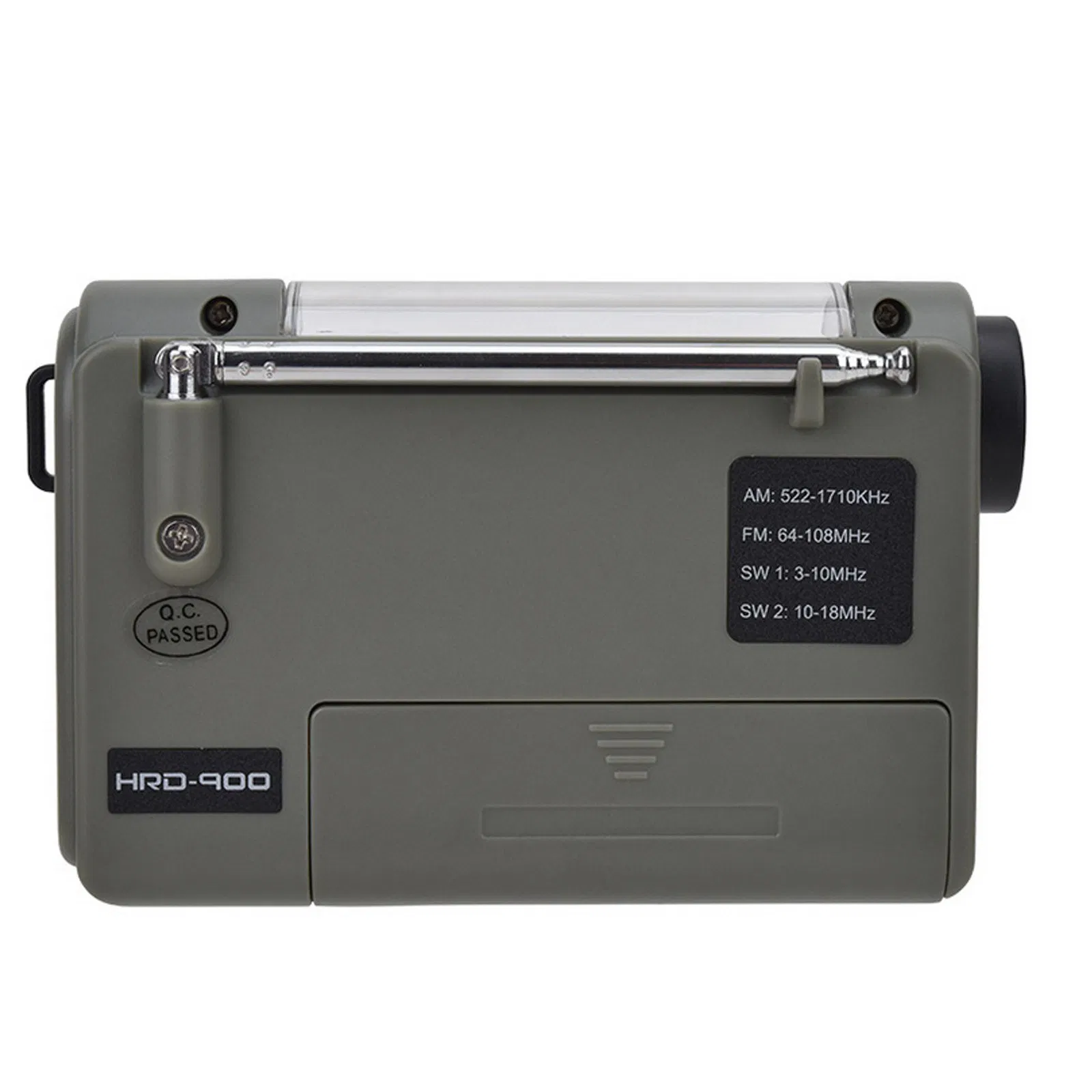 Hanrongda Outdoor Emergency Radio Light Portable Am FM Sw Radio with LED Flashlight 2000mAh Battery Sos Alarm Solar Powered Hand Crank Radio - Dark Green