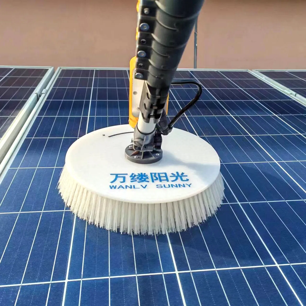 Solar Panel Cleaning Kit with 5.5-Meter Telescopic Pole and Single-Disc Rotary Brush