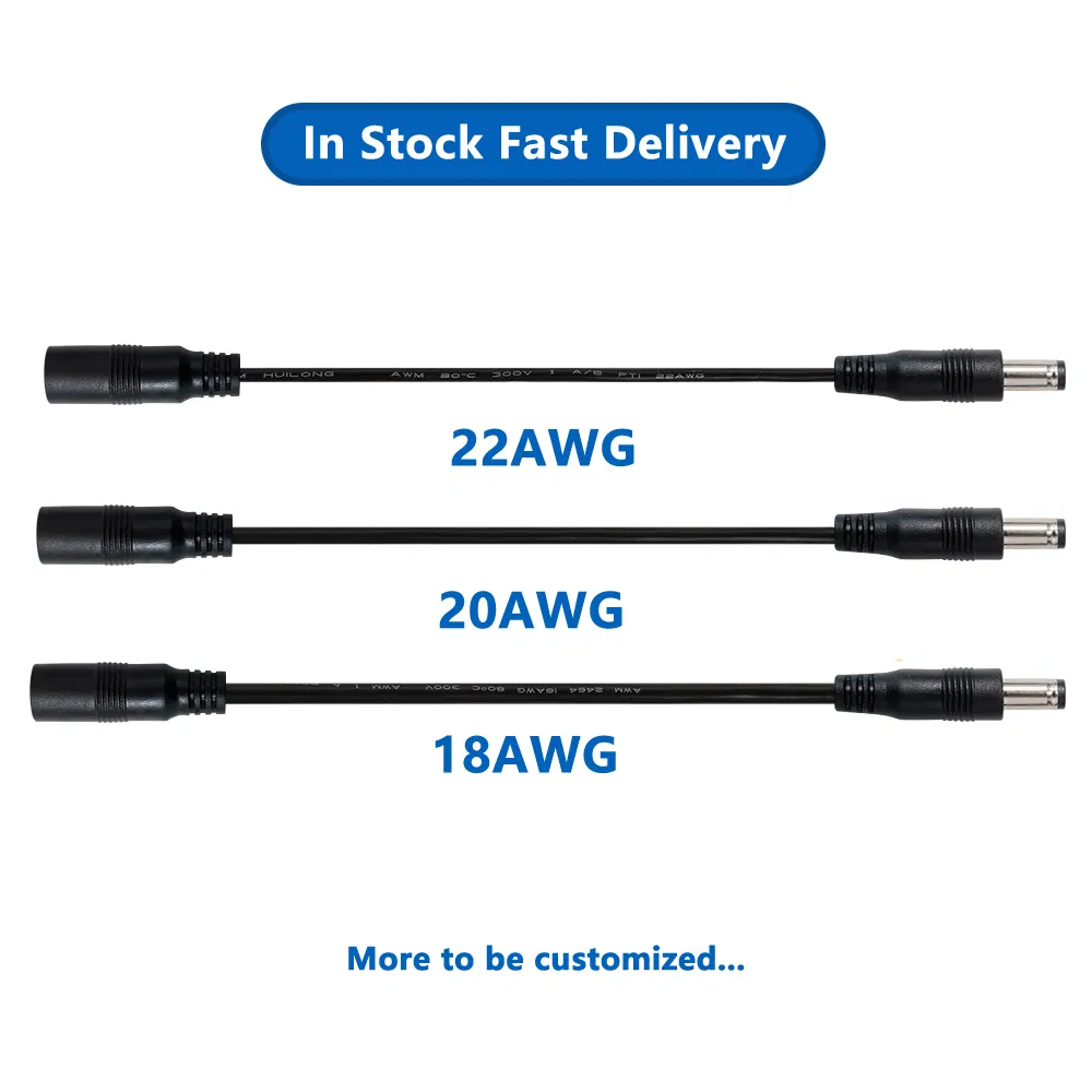 Male-to-Male &amp; Male-to-Female Copper Wire Connectors, Cables and Wires,DC Charging Cable Suitable for Surveillance Cameras, Solar Panels and LED Lights DC Cable