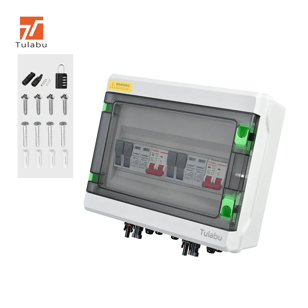 Tulabu PV 1/1 IP65 1 in 1out 1/2/3/4 Strings Array 16A 500V 1000V DC Solar PV Combiner Box for Solar System