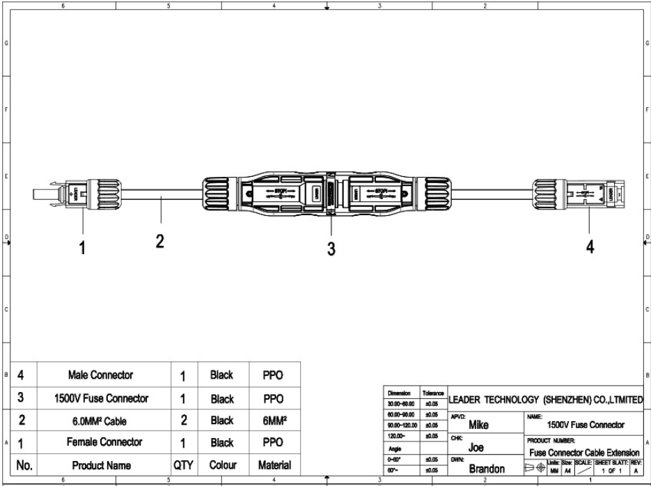 Leader TUV Cetificated 1500V IP68 Solar Fuse Connector Holder Fuse Inline Mc4 Connector for Solar Panel