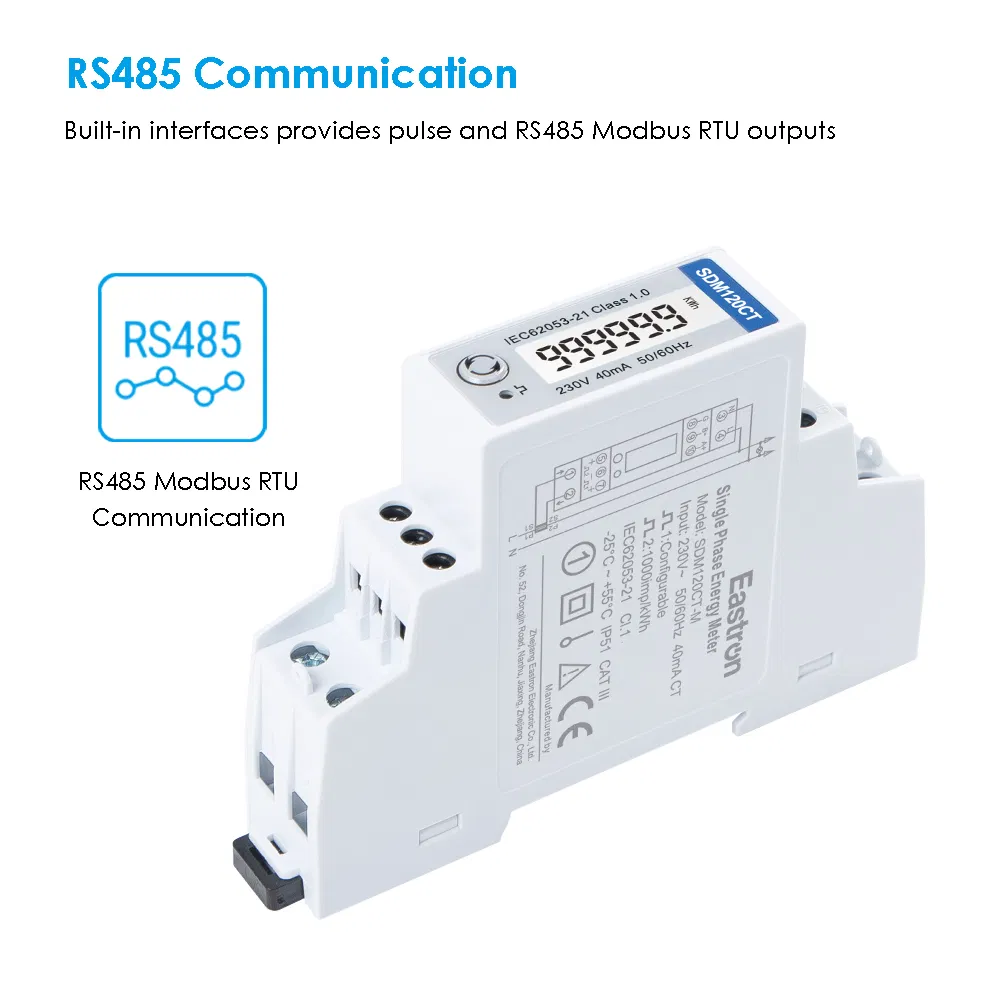 Eastron Sdm120CT-40mA CT Operated DIN Rail Single Phase Multi-Function Smart Energy Meter for PV Metering