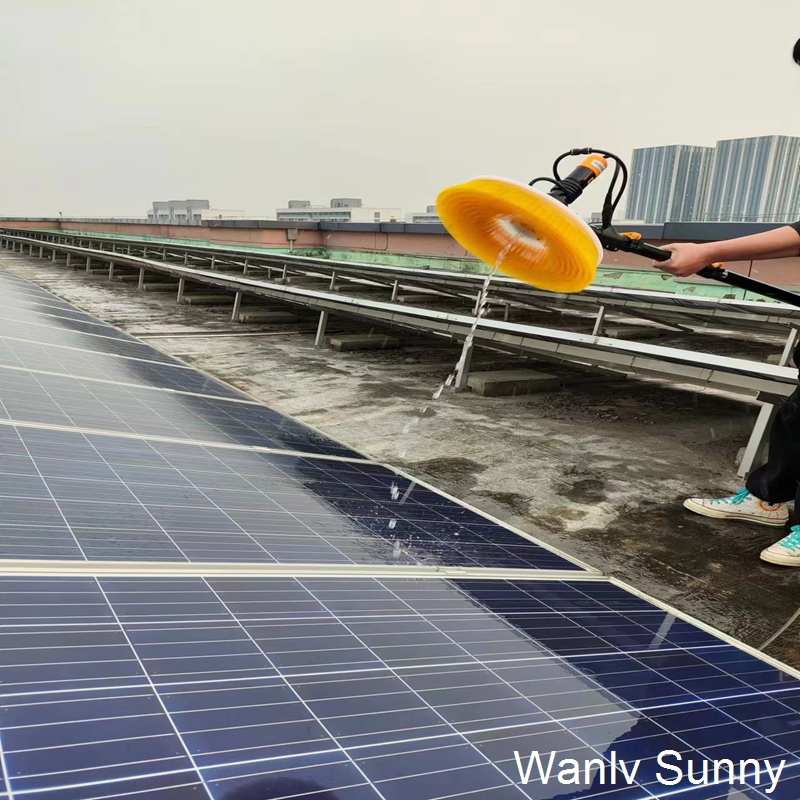 Solar Panel Cleaning Kit with 5.5-Meter Telescopic Pole and Single-Disc Rotary Brush