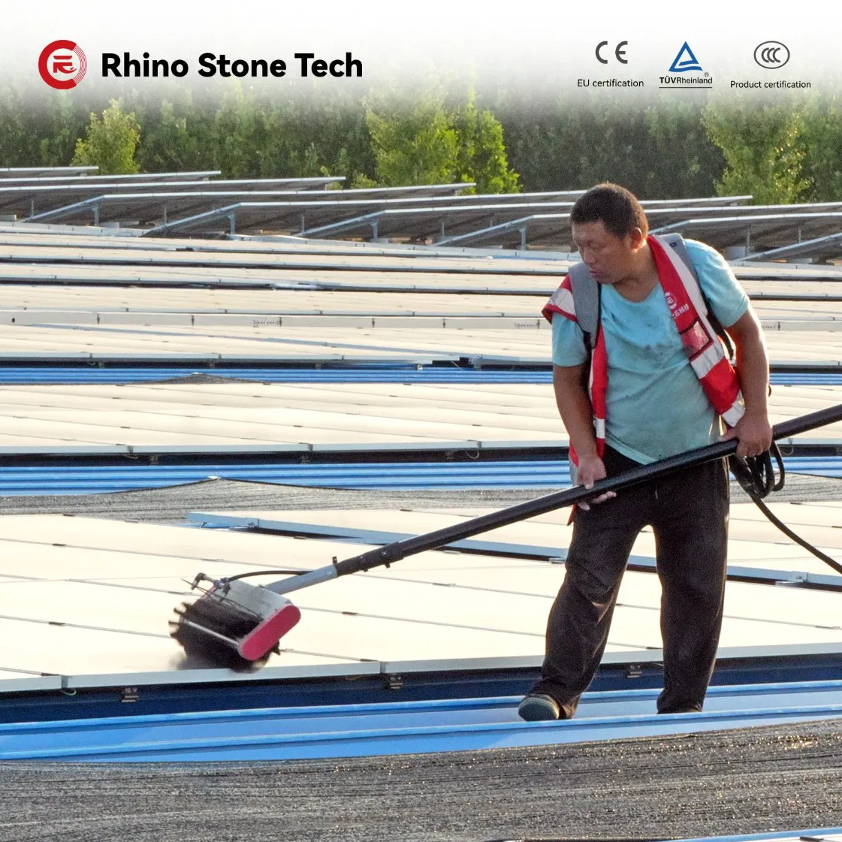 Light-Weight Mobile Solar Panel Cleaning Brush PV Power Station Washing Cleaner Kit