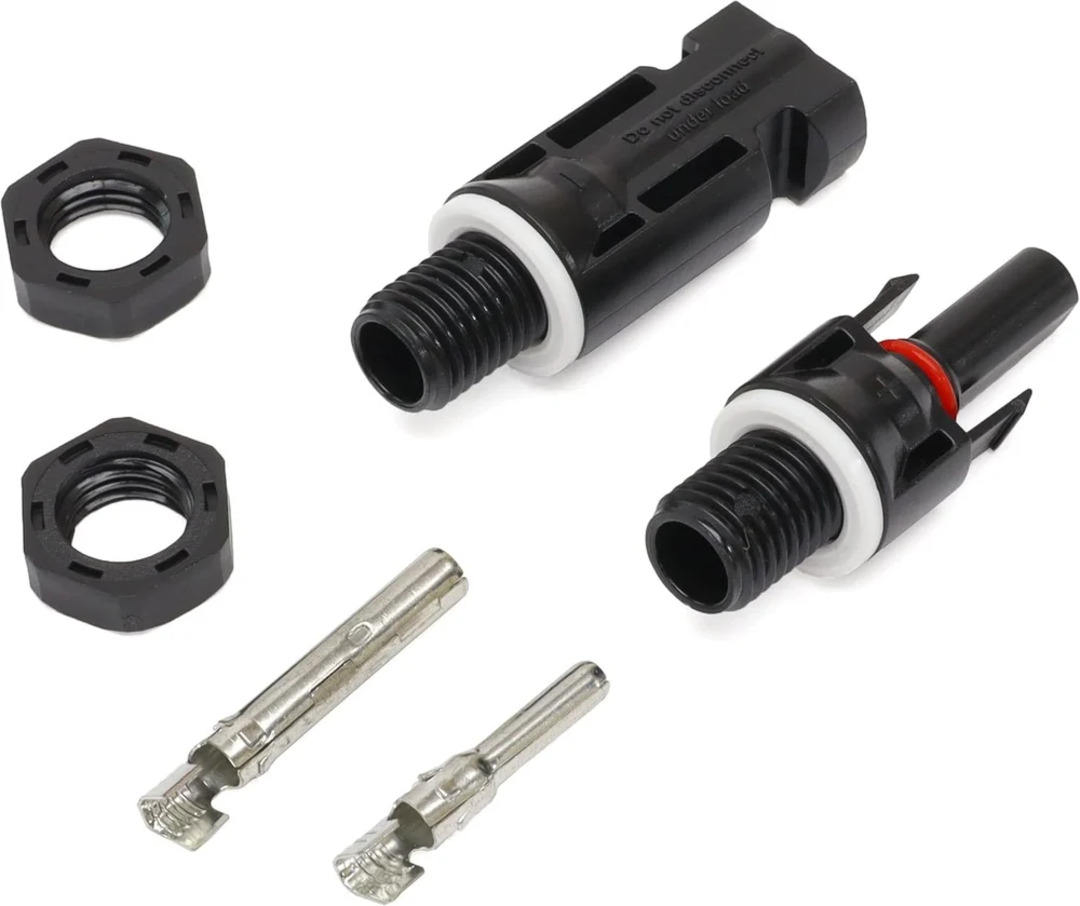 Mc4 1500V DC Cable Connector for Mc4 Photovoltaic Cable Connector Solar Panel Waterproof Adapter with Copper Contacts Tin Material 30A Rated PPO Housing