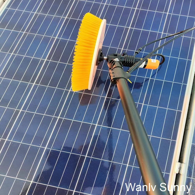 Solar Panel Cleaning Kit with 5.5-Meter Telescopic Pole and Single-Disc Rotary Brush