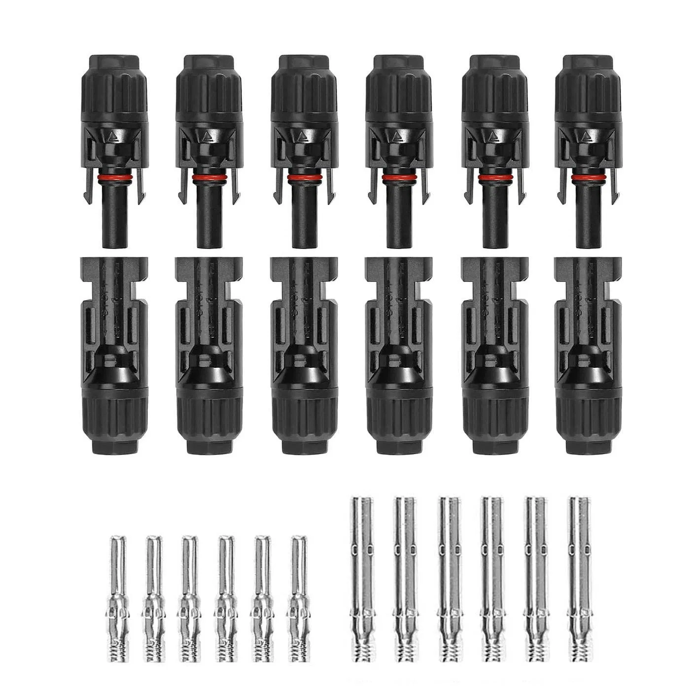 Mc4 1500V DC Cable Connector for Mc4 Photovoltaic Cable Connector Solar Panel Waterproof Adapter with Copper Contacts Tin Material 30A Rated PPO Housing