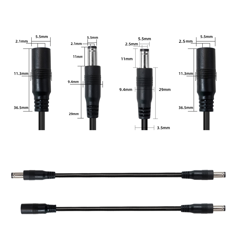 Male-to-Male &amp; Male-to-Female Copper Wire Connectors, Cables and Wires,DC Charging Cable Suitable for Surveillance Cameras, Solar Panels and LED Lights DC Cable