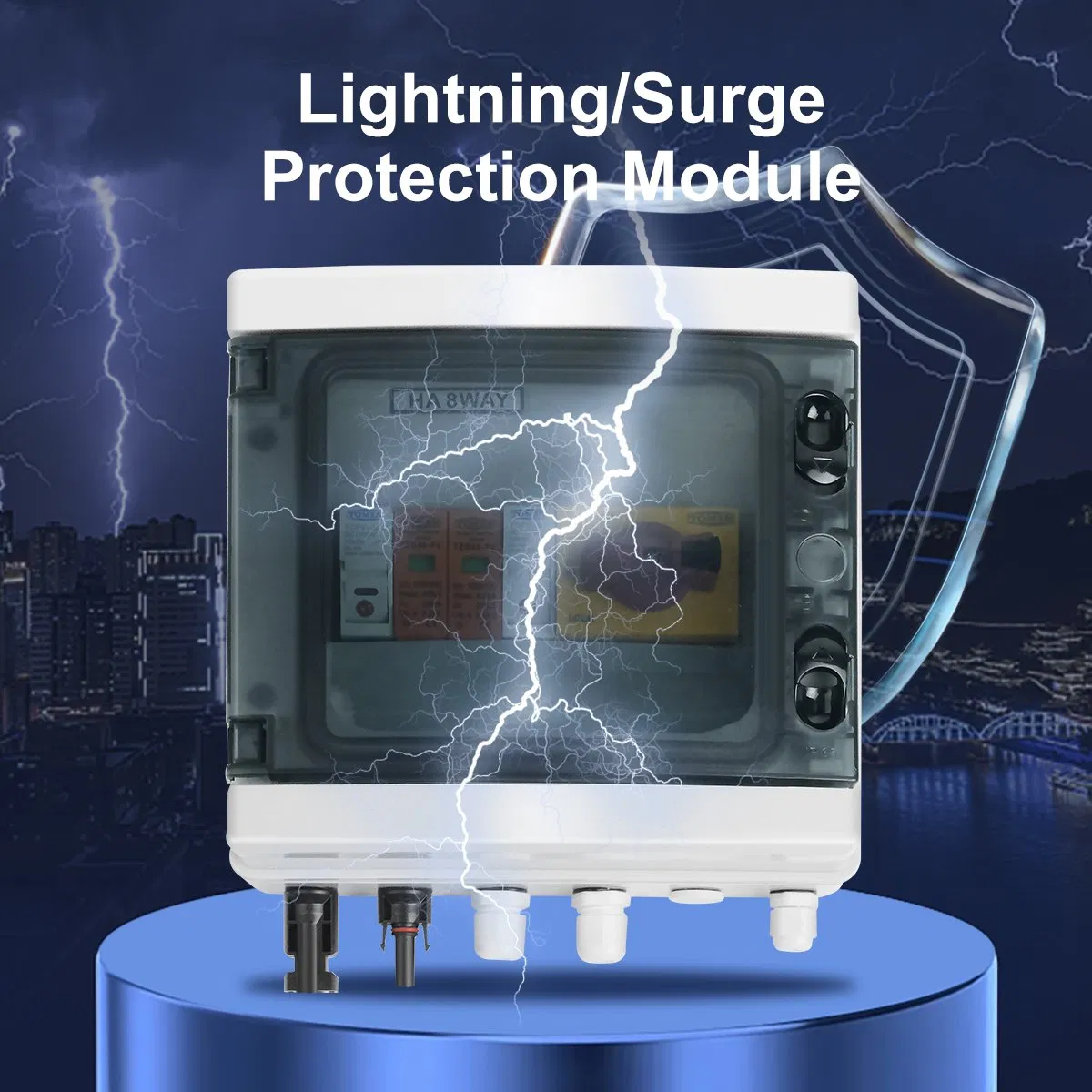 Solar Photovoltaic PV Combiner Box with Lightning Protection 1 Input 1 out