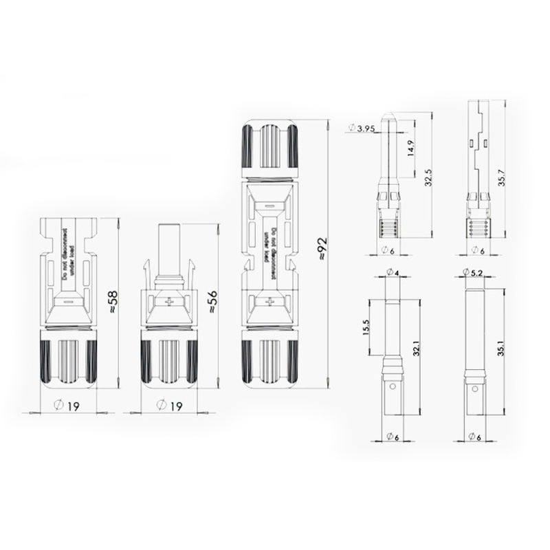 MC4 Waterproof Connector UV-Resistant Solar Panel Extension Cable Connector