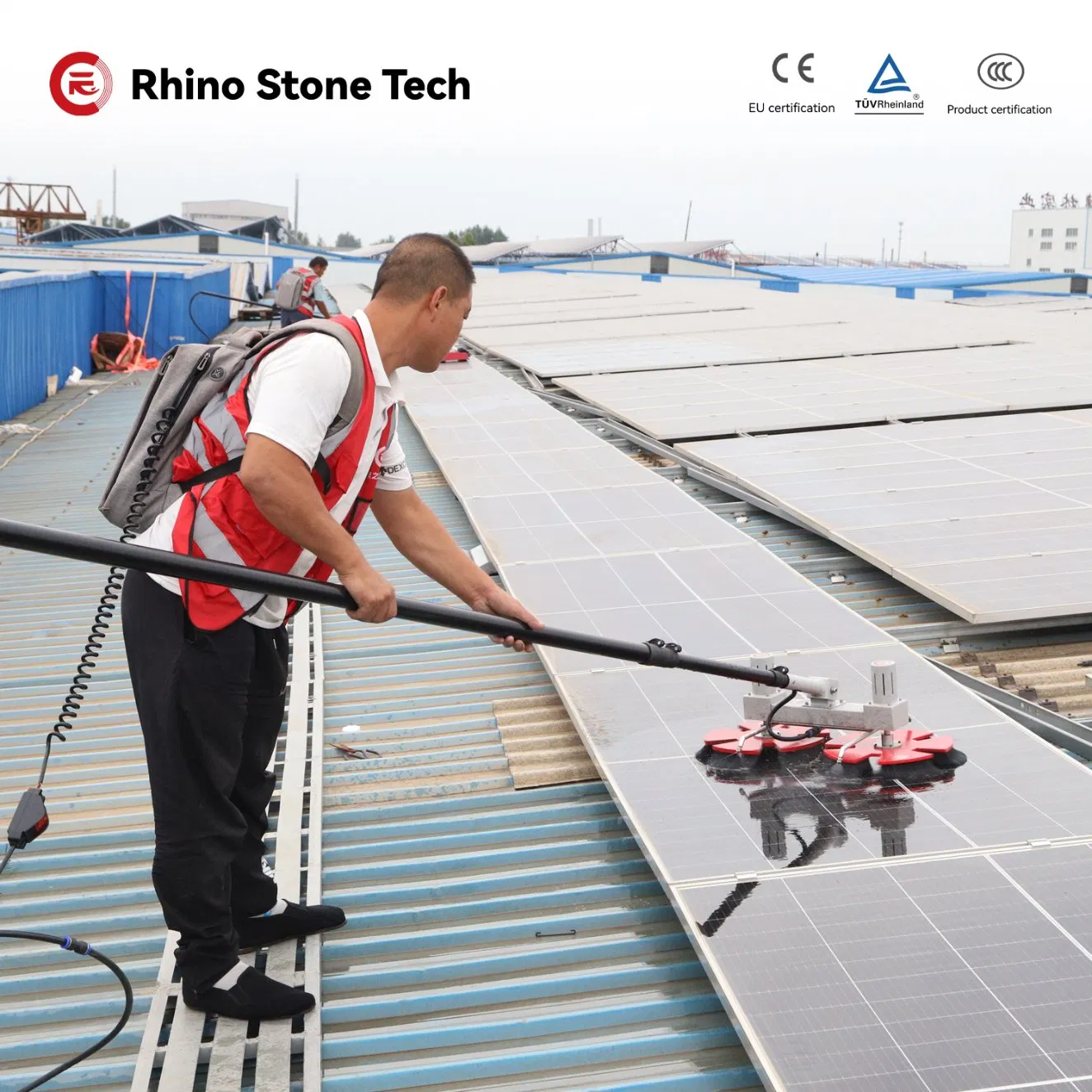 60cm Brush Head Water Hose Fed Glass Cleaning Equipment Carbon Fiber Telescopic Pole Solar Panel Cleaner Kit to Remove Dust Debris Birds Droppings