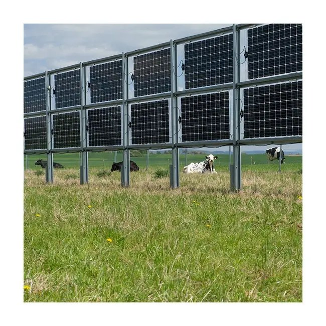 Commercial Use Bifacial Solar Panel Fence Vertical Solar Ground Mounting Structure PV Fence for Farmland