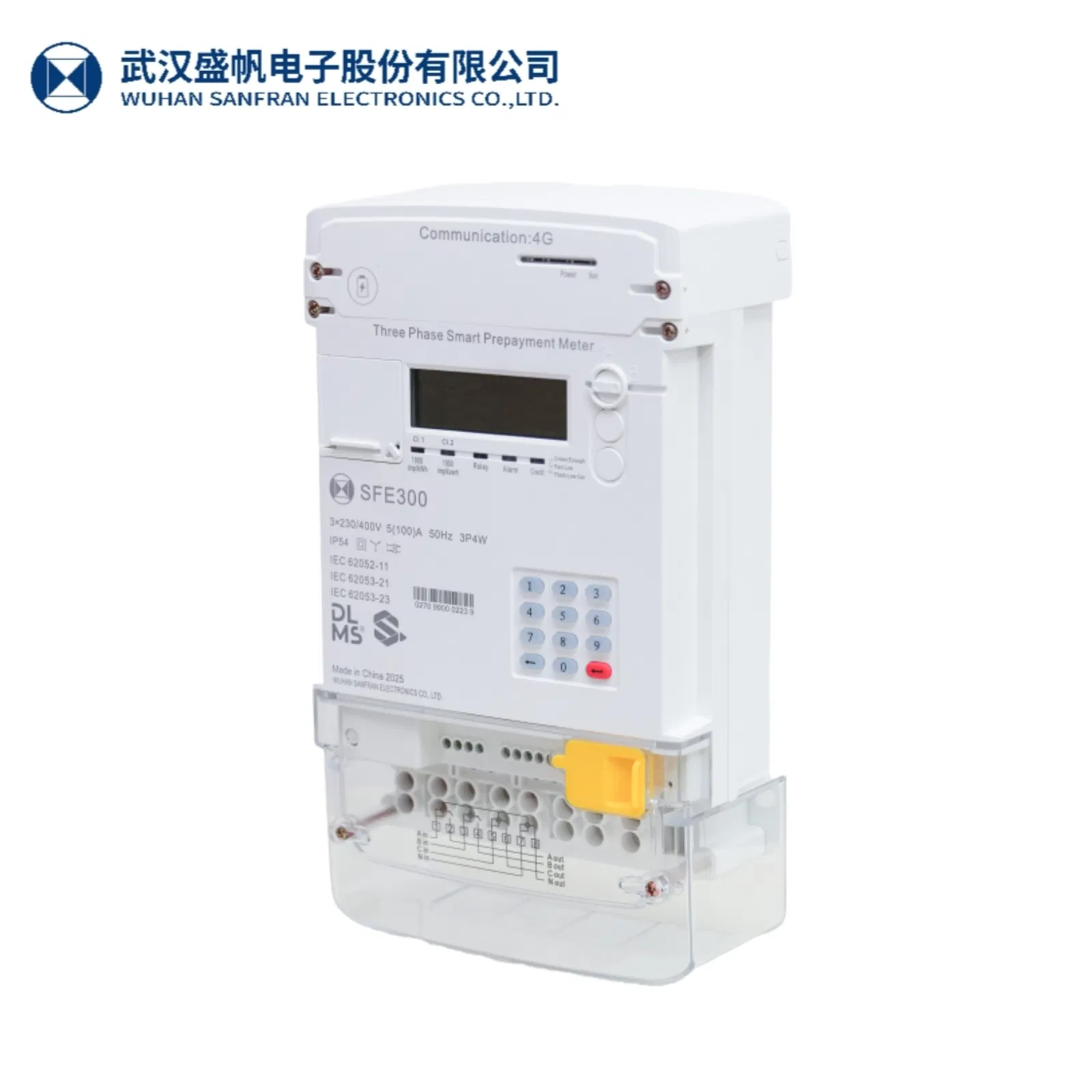 Three Phase Sts Keypad Prepaid Smart Energy Meter: 4G / G3-PLC / Hybrid RF / Bplc with Ciu and Ami Solution, Dlms