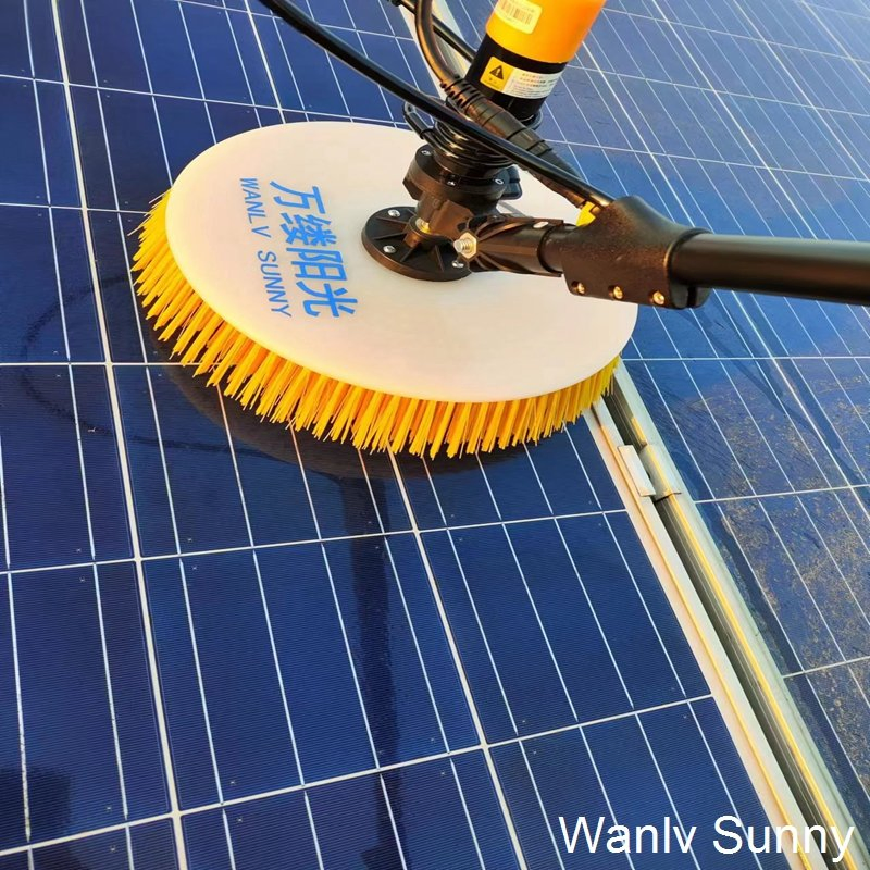Solar Panel Cleaning Kit with 5.5-Meter Telescopic Pole and Single-Disc Rotary Brush