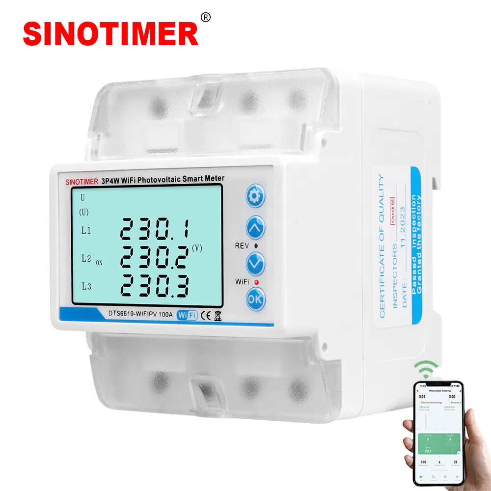 Dts6619-WiFi PV 3 Phase WiFi Smart Meter, 1-100A Adjustable, Real-Time Display for Current Voltage Power Energy PV Bidirectional Meter