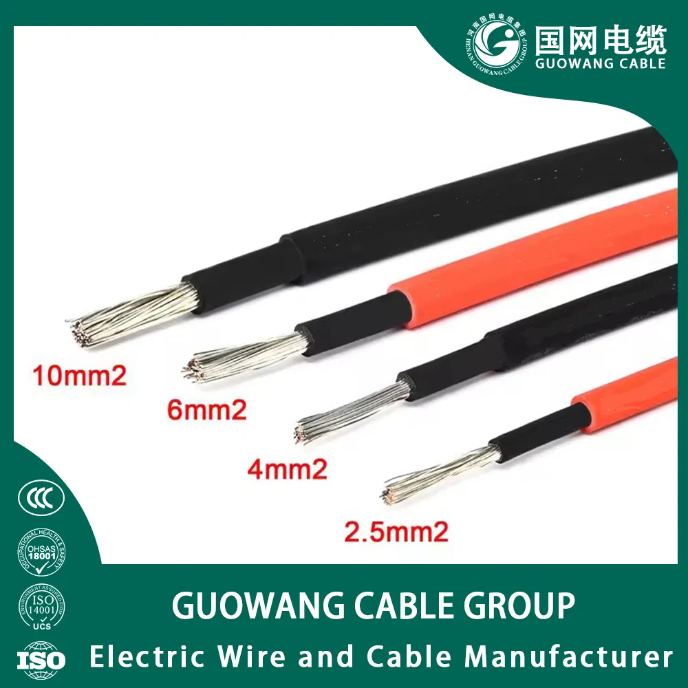 Factory Price TUV UL Approval Tinned Copper 4mm 6mm 10mm 6mm2 Photovoltaic DC PV1-F Photovoltaic PV Solar Panel Cable H1z2z2-K