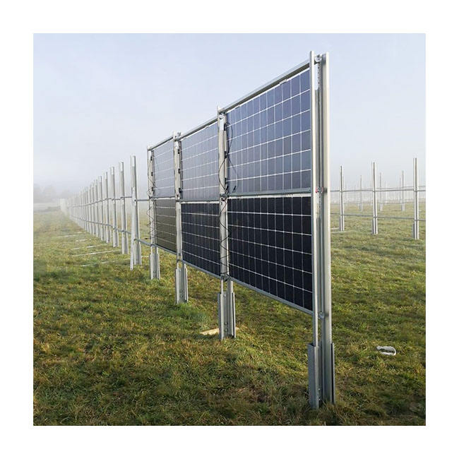Commercial Use Bifacial Solar Panel Fence Vertical Solar Ground Mounting Structure PV Fence for Farmland