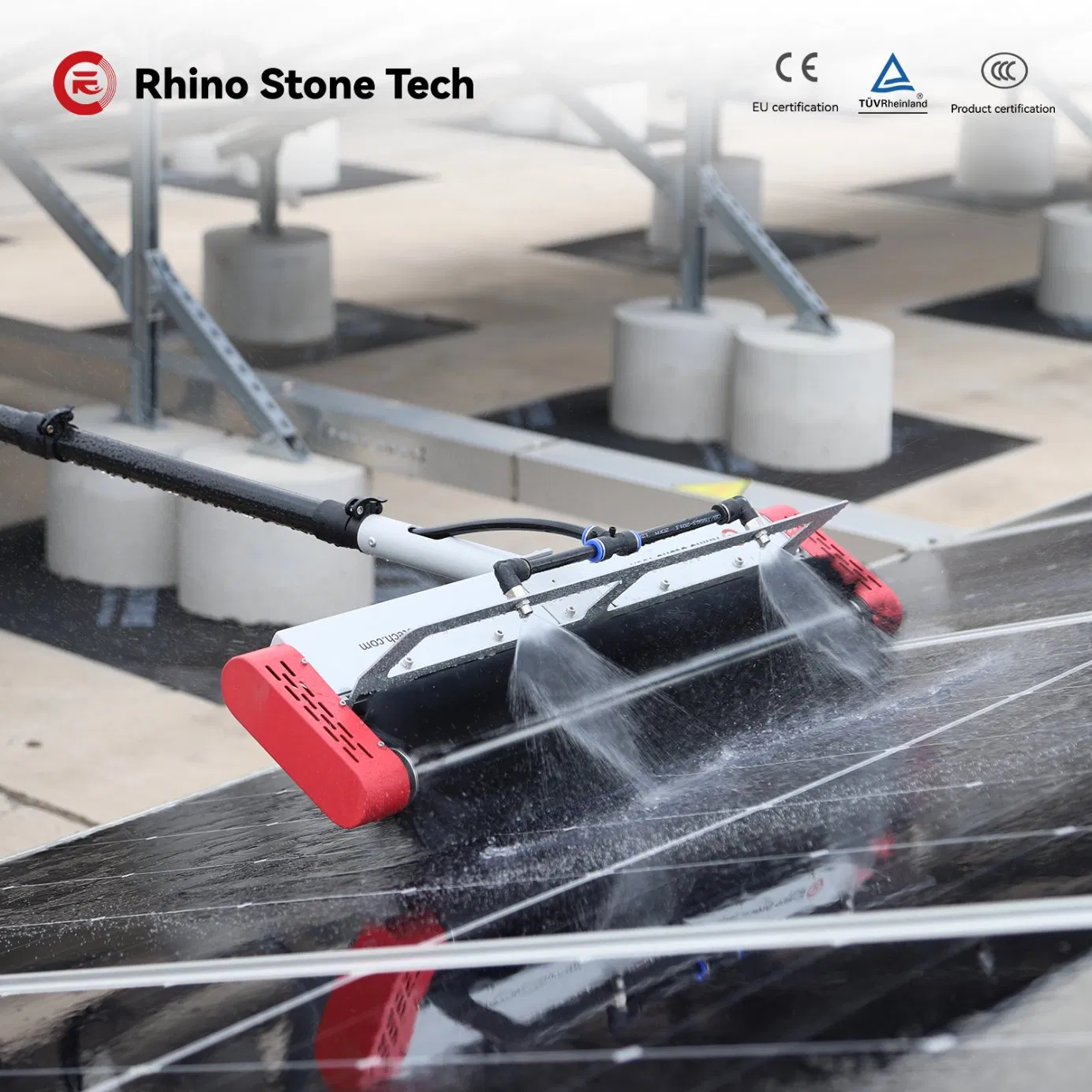 Cold Water Washing Solar Brush PV Panels Cleaning System Solution Toolssolar Panel Cleaning System Kit