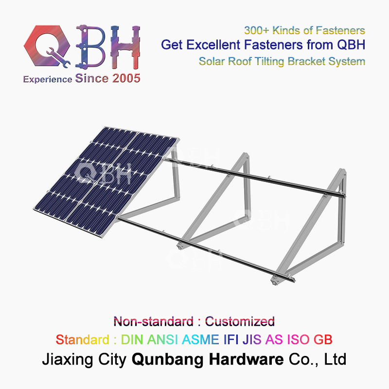 Qbh Customized Photovoltaic PV Energy System Roofing Tilting Mounting Solar Power Panel Aluminum Alloy Extrusion Guid Bracket Supporting Structure for Solar