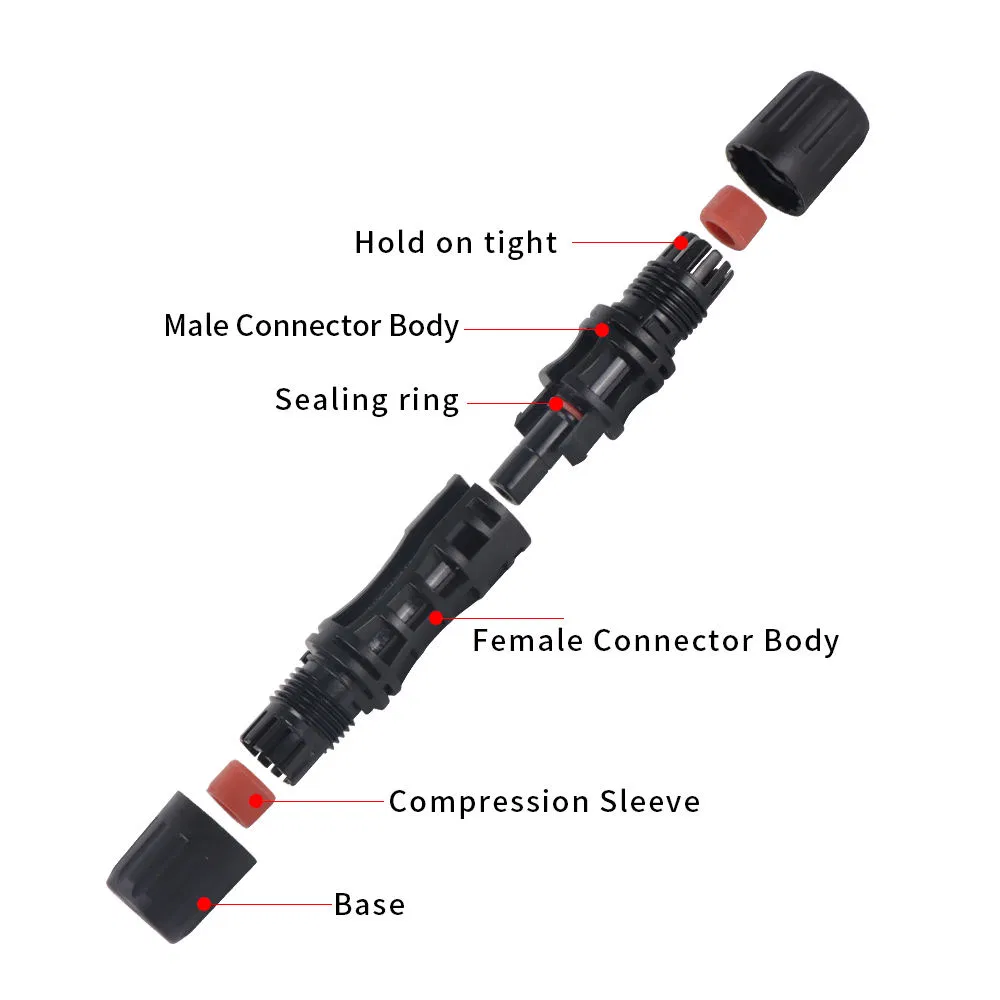 Mc4 1500V DC Cable Connector for Mc4 Photovoltaic Cable Connector Solar Panel Waterproof Adapter with Copper Contacts Tin Material 30A Rated PPO Housing