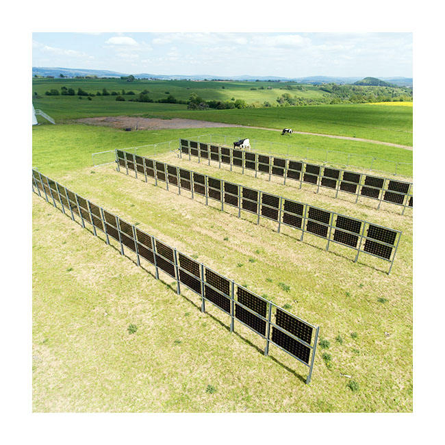 Commercial Use Bifacial Solar Panel Fence Vertical Solar Ground Mounting Structure PV Fence for Farmland