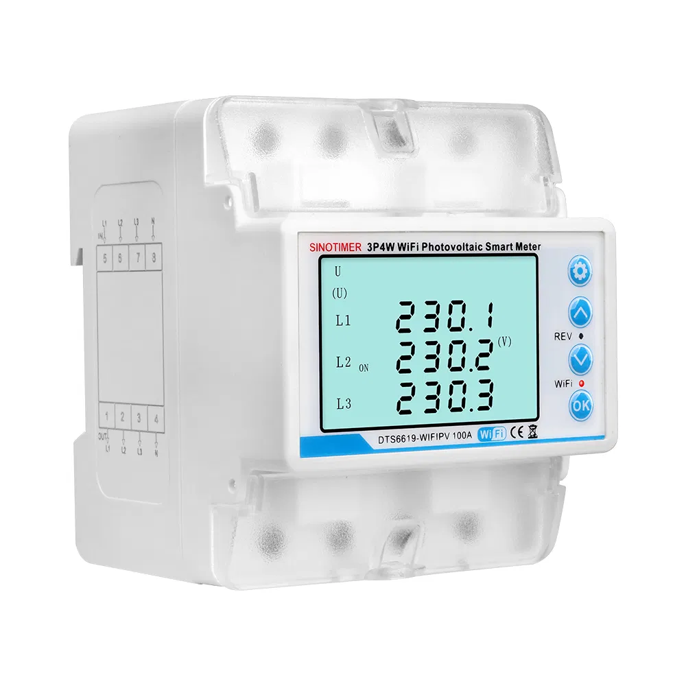Dts6619-WiFi PV 3 Phase WiFi Smart Meter, 1-100A Adjustable, Real-Time Display for Current Voltage Power Energy PV Bidirectional Meter