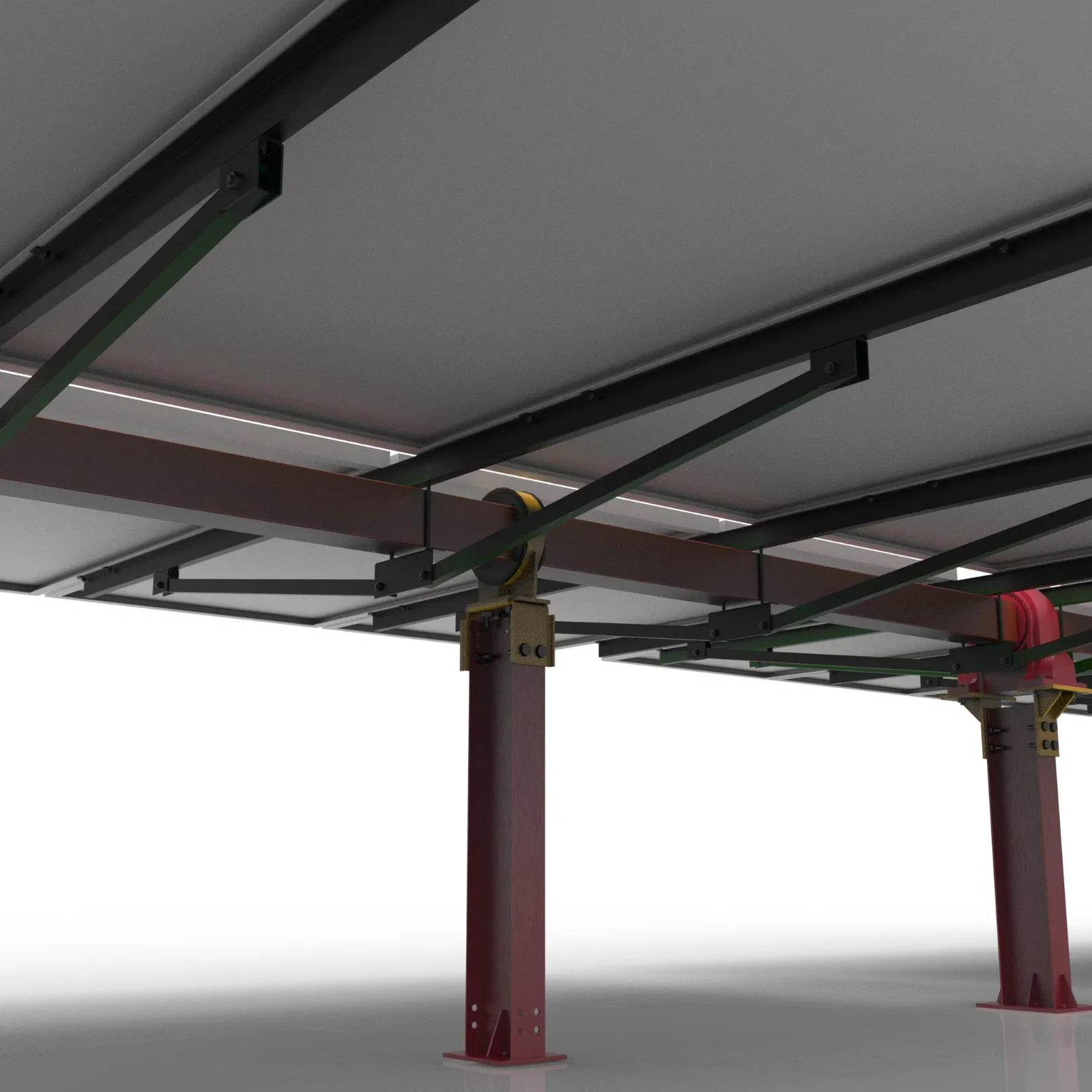 High Durability Painted Heavy Duty Loads Single Axis Solar Tracker Racking System