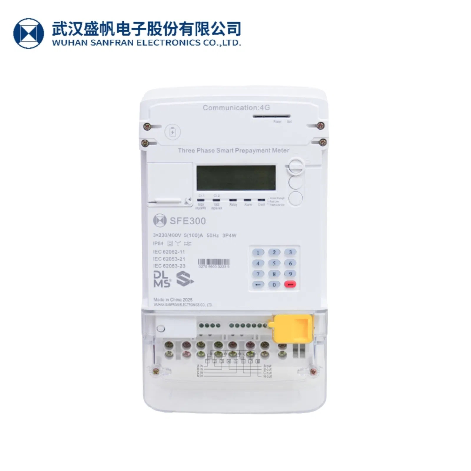Three Phase Sts Keypad Prepaid Smart Energy Meter: 4G / G3-PLC / Hybrid RF / Bplc with Ciu and Ami Solution, Dlms