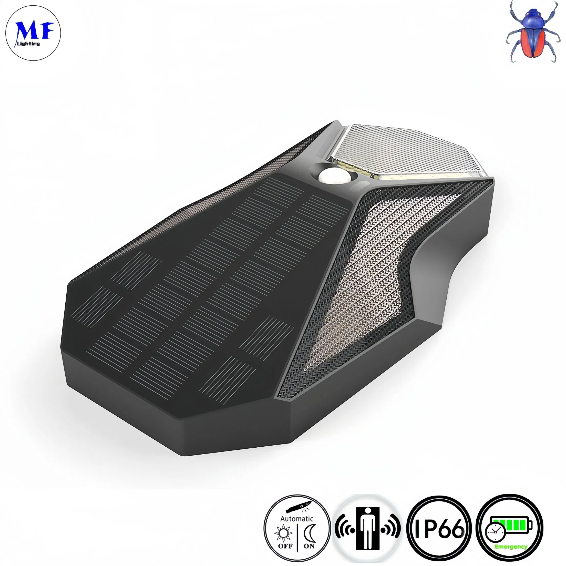 OEM ODM 4W Waterproof IP65 LED Dusk to Dawn Exterior Outdoor Solar Fence Deck Home Garden LED Wall Pack PIR Solar Wall Light with Remote Control Motion Sensor