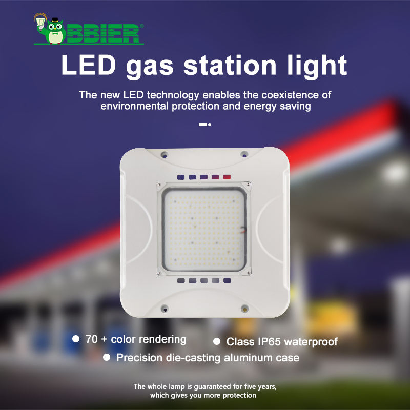 ETL Dlc Listed Waterproof IP65 Petrol Oil Station LED Light 200W Square LED Canopy Gas Station Lighting Fixture