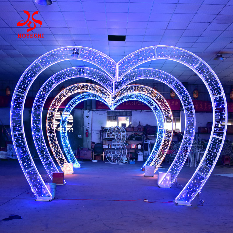 Hoyechi LED Heart Tunnel Colorful Arch Street Light for Outdoor Wedding Decoration
