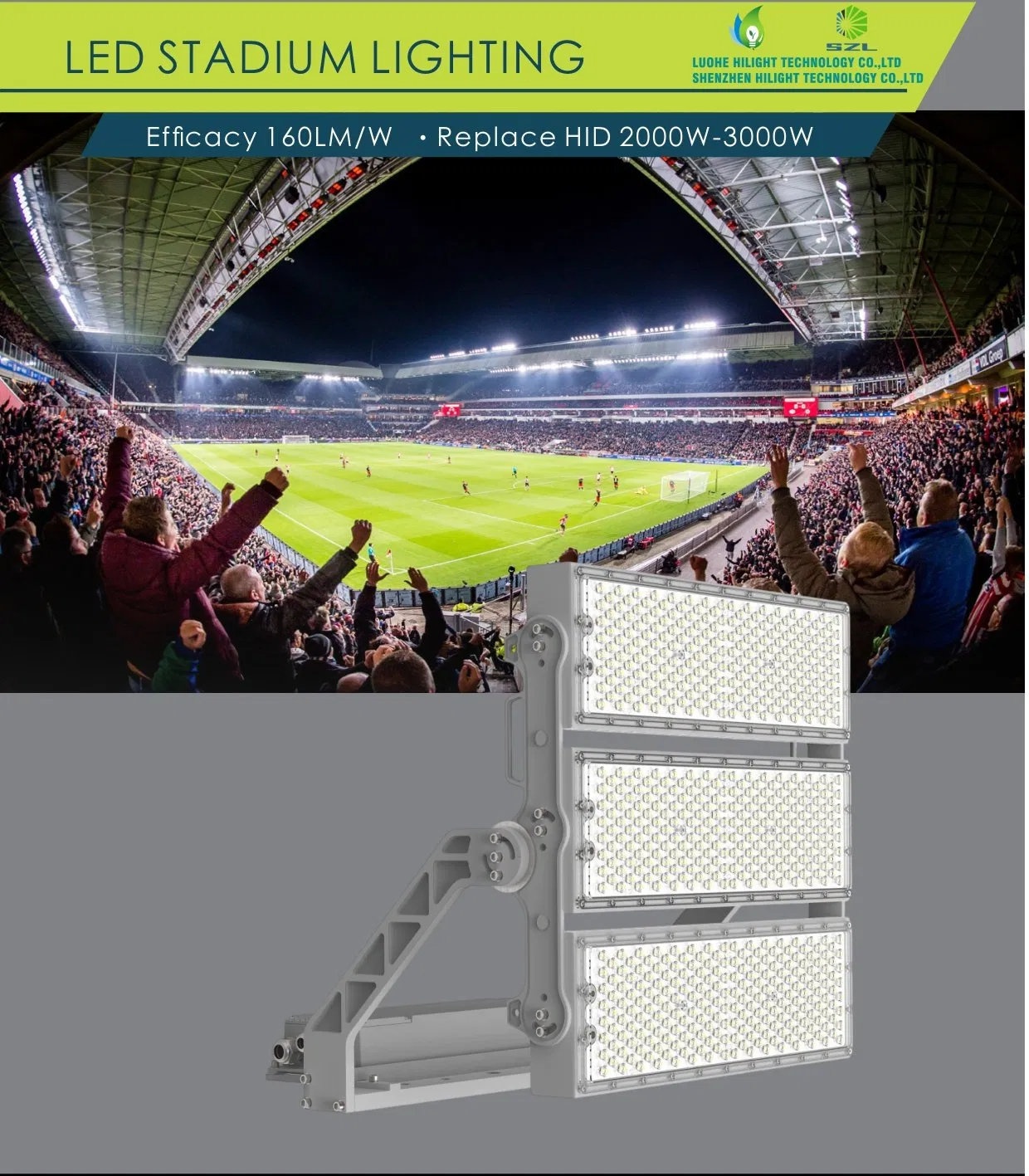1070 Cold Forging Pure Aluminum IP66 Ik10 Sports Field Stadium 1500W LED Flood Light