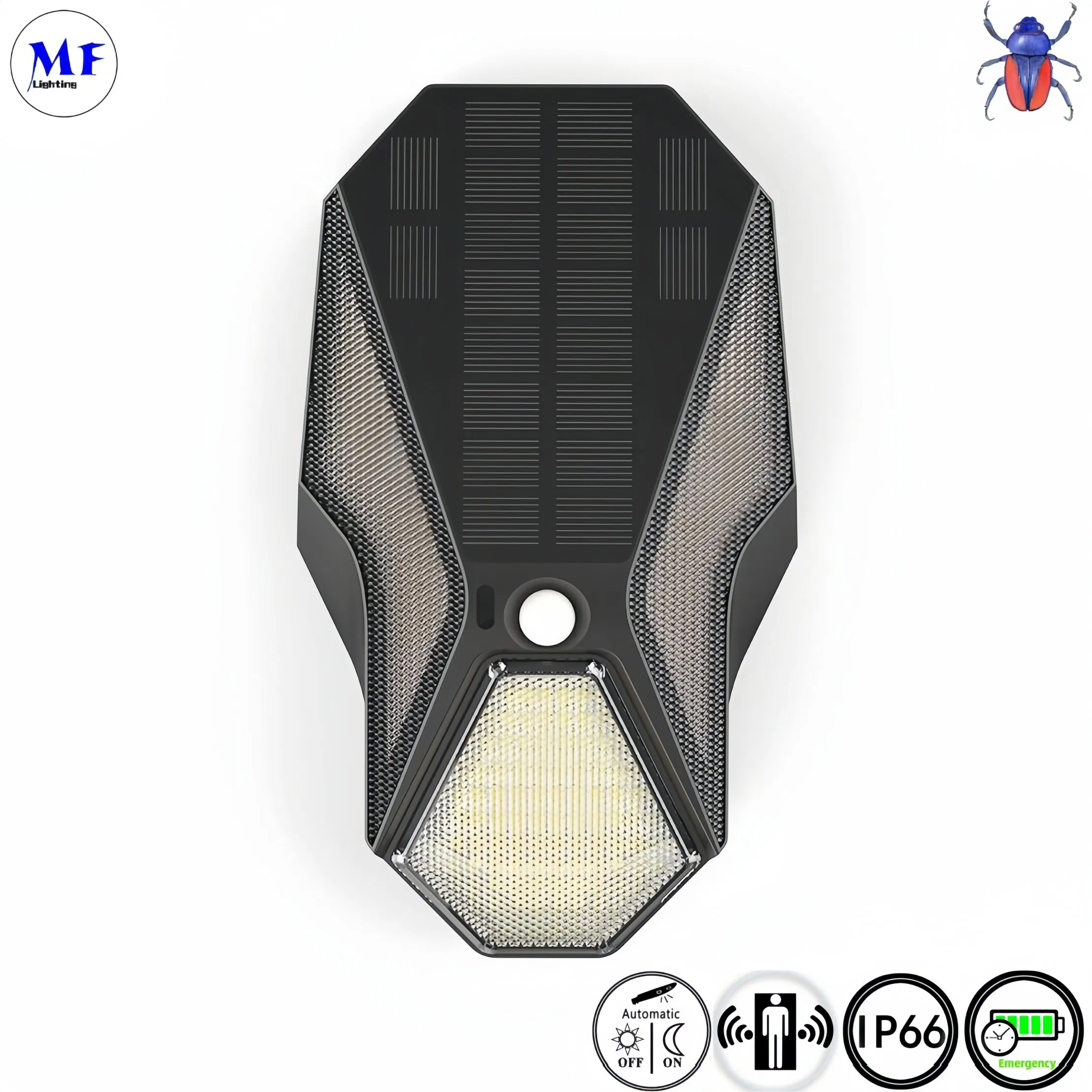 OEM ODM 4W Waterproof IP65 LED Dusk to Dawn Exterior Outdoor Solar Fence Deck Home Garden LED Wall Pack PIR Solar Wall Light with Remote Control Motion Sensor