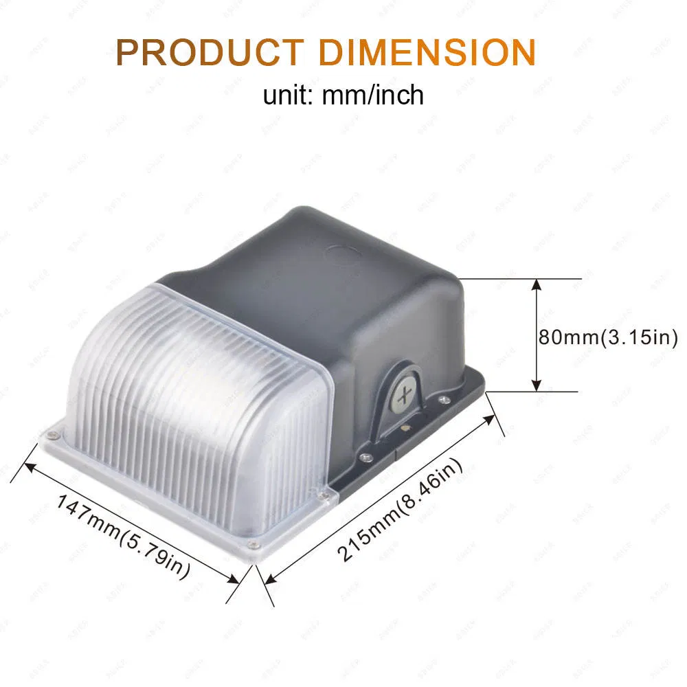 Building Exterior Wall Light Waterproof LED 20W 30W Outdoor Garden &amp; Street Dimmable Aluminum Wall Pack with 5-Year Warranty