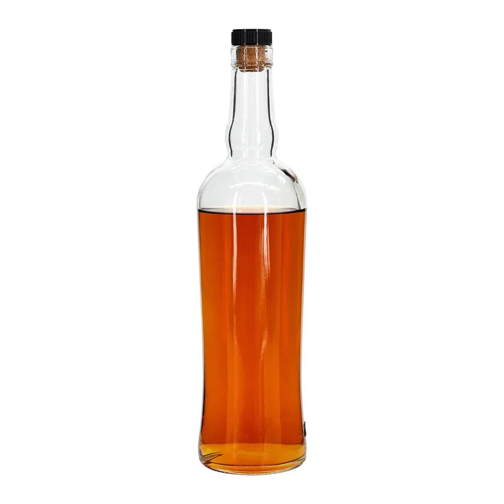 Custom Printing Square Shape Glass Bottle Whiskey Spirit Vodka Brandy Liquor Super Flint Glass Bottle with Wooden Glass Cork