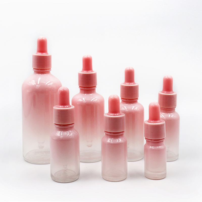 Custom 10ml/30ml/50ml Flat Shoulder Multi-Colored Cosmetic Glass Dropper Bottle