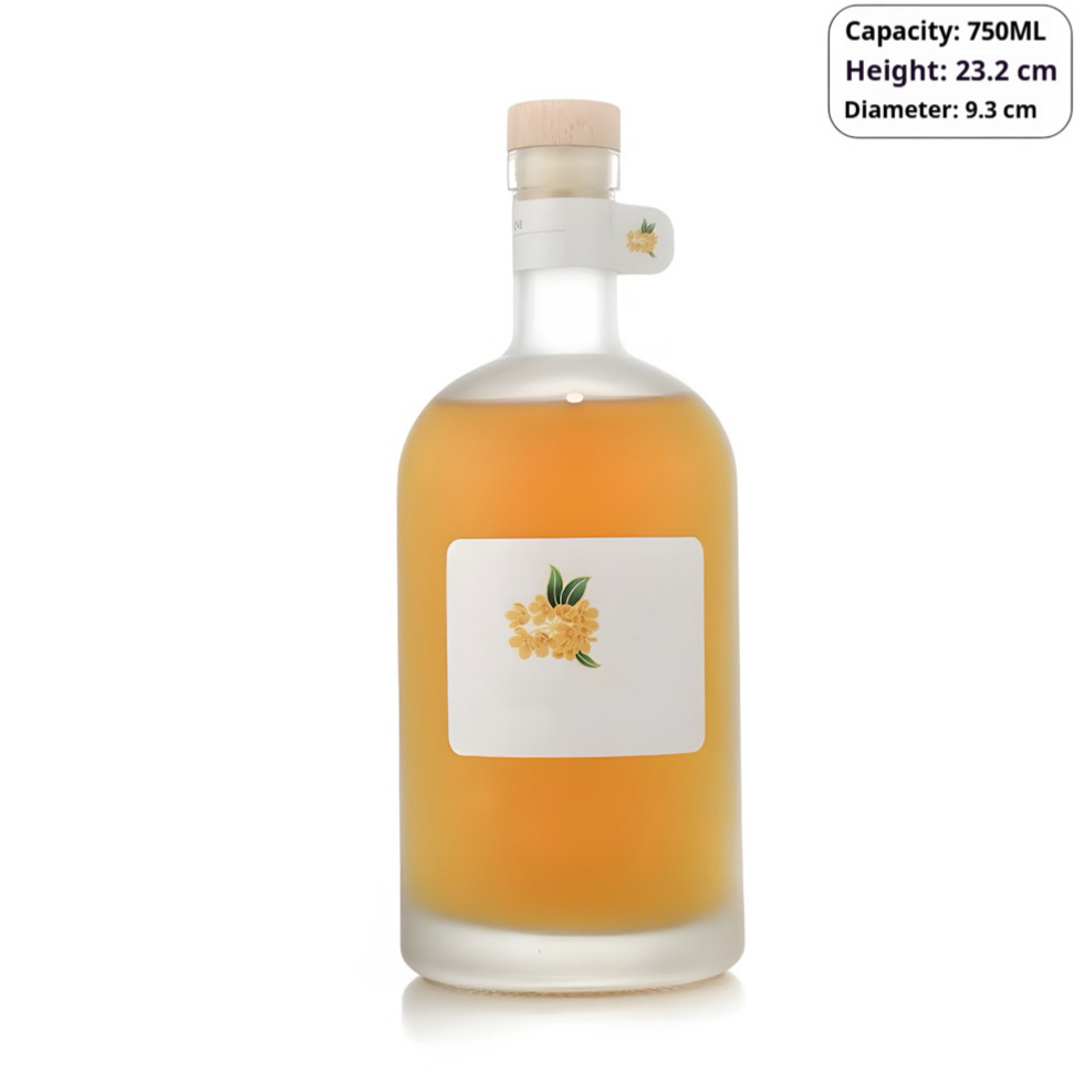 Premium Round Glass Whisky Bottle with Matte Finish and Screw Cap